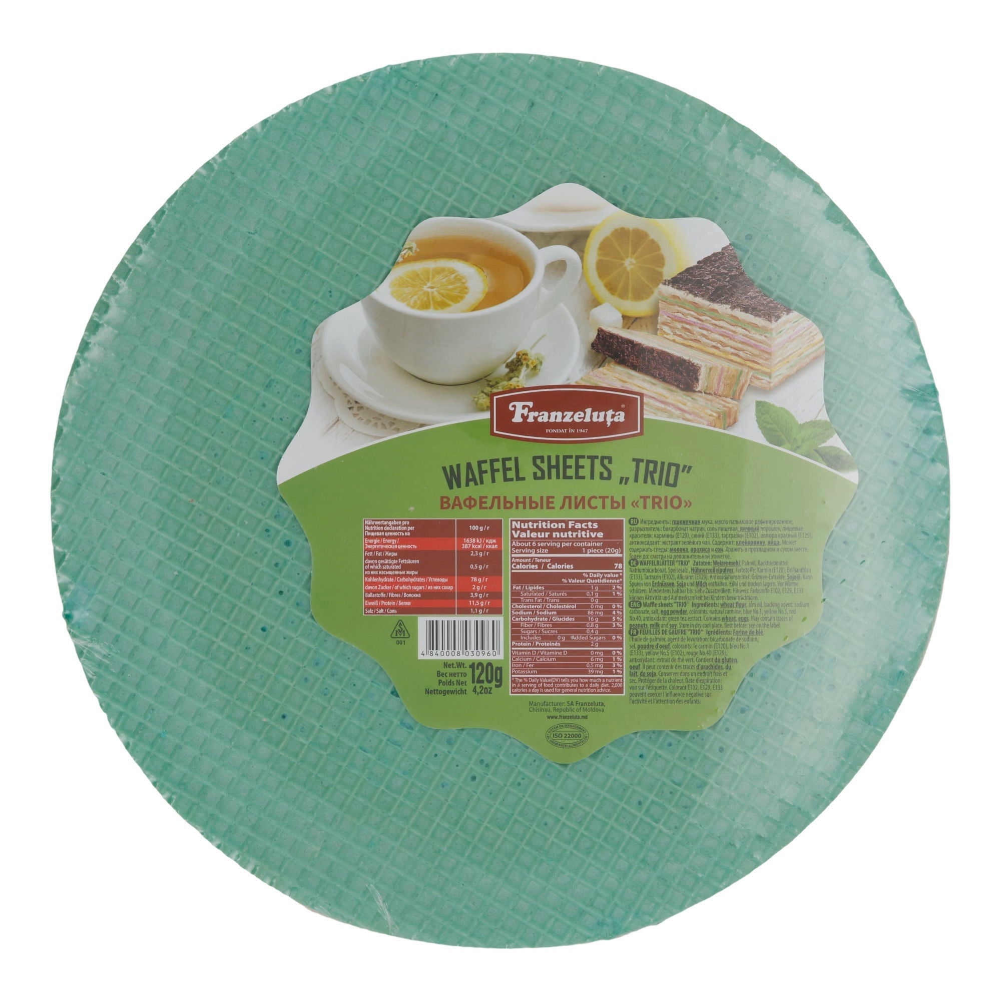 Franzeluta | Waffelblätter „Trio“ | bunt | rund | 120 g Franzeluta
